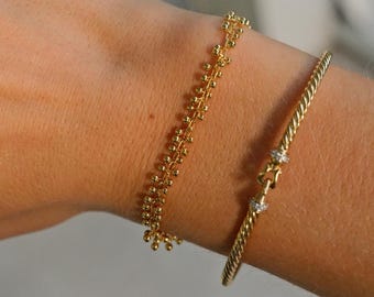 18k Gold Filled Dainty Bead Chain Bracelet