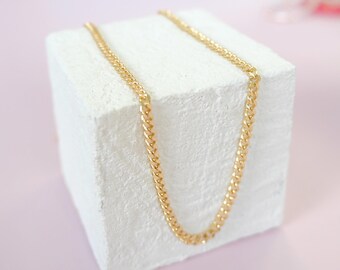 Mens Gold Curb Chain Necklace 3mm Minimalist Everyday Classic Jewelry