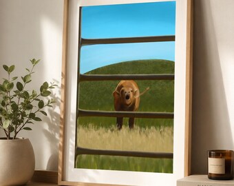 Western Cow Digital Art, Ranch Gallery Wall Decor Download, Farmhouse Style Prints