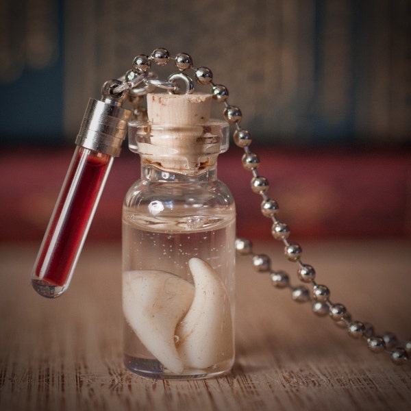 Fangs in a Jar and Vampire Blood Vial Necklace