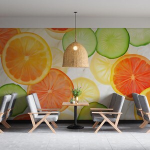 Citrus Fruit Peel & Stick Wallpaper: Kitchen Cafe Wall Mural