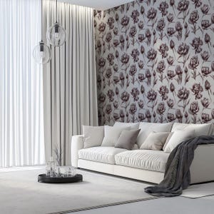 Monochrome Tulip Wallpaper: Hand-Drawn Floral Peel & Stick Wall Mural