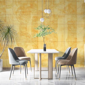 Vintage Tapete mit gelber Textur, gealtertes Papier, Wandbild, Retro-Wanddekoration für Arbeitszimmer, Café, Bücherecke oder Akzentwand