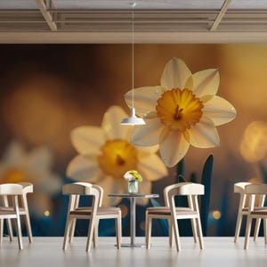 Carta da parati murale "Daffodil Cafe" / Decorazione allegra e invitante | Vivawalls