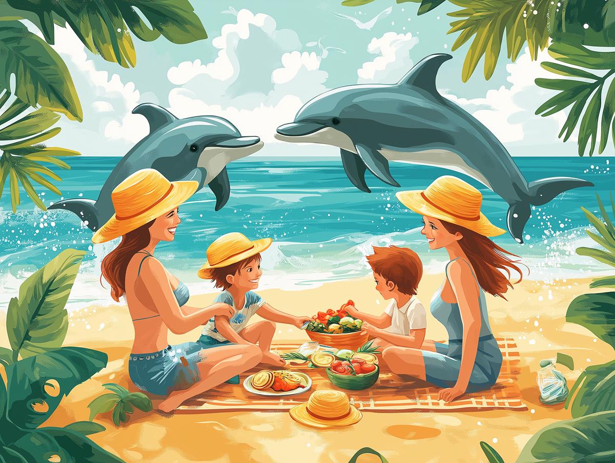 Mural infantil con delfines en la playa - Decoración infantil divertida -  Etsy México, image size:1200x904