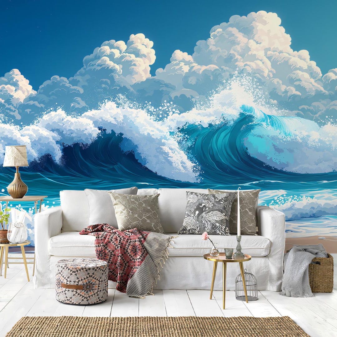 Giant Wave Mural Wallpaper: Beach Ocean Wall Art - Etsy