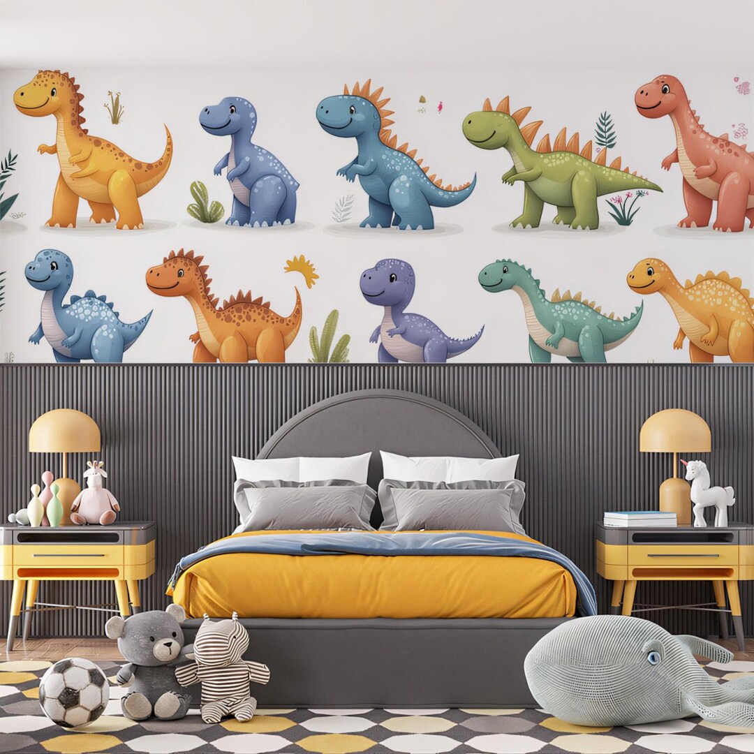 Dino - Themed Delight Mural Wallpaper|vivawalls - Etsy