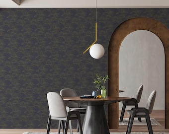 Vintage Peony Line Art Wallpaper: Dark Green Botanical Mural
