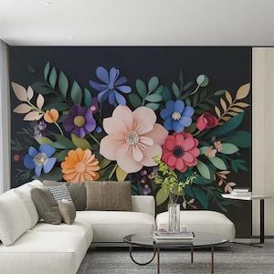 Carta da parati con foglie di ginkgo blu, elegante murale botanico per camera da letto, carta da parati con motivo a foglie calme da staccare e attaccare