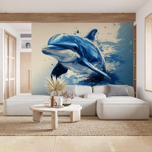 Carta da parati murale con delfini giocosi / Azzurro, Bianco｜Vivawalls