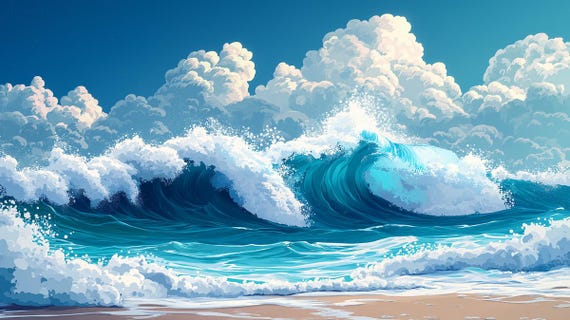 Giant Wave : Beach Ocean Wall Art Wallpaper Mural | Peel and Stick