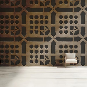 Mid-Century Breeze Block Mural Wallpaper — Geometric Concrete