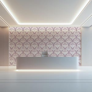 ライラック デコブルーム 壁画壁紙 | クラシックな魅力を持つラベンダーとアイボリーの花柄モチーフ｜Vivawalls