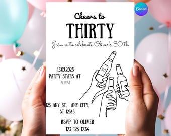 Thirty Cheers Einladung Vorlage: Wunderliches Bier Thema (PDF Download-Datei)