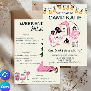 Camp Bach Party Invitation & Itinerary Template (PDF Download)