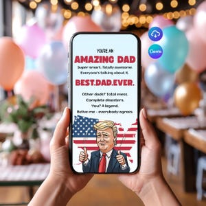 Tarjeta imprimible del Día del Padre de Donald Trump: Eres un gran papá, sarcasmo, descarga instantánea, tarjeta divertida para papá, parodia política, tarjeta para él