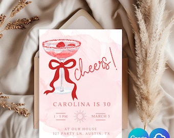 Cocktail Birthday Party Invitation: Editable Printable Card (Digital Download)