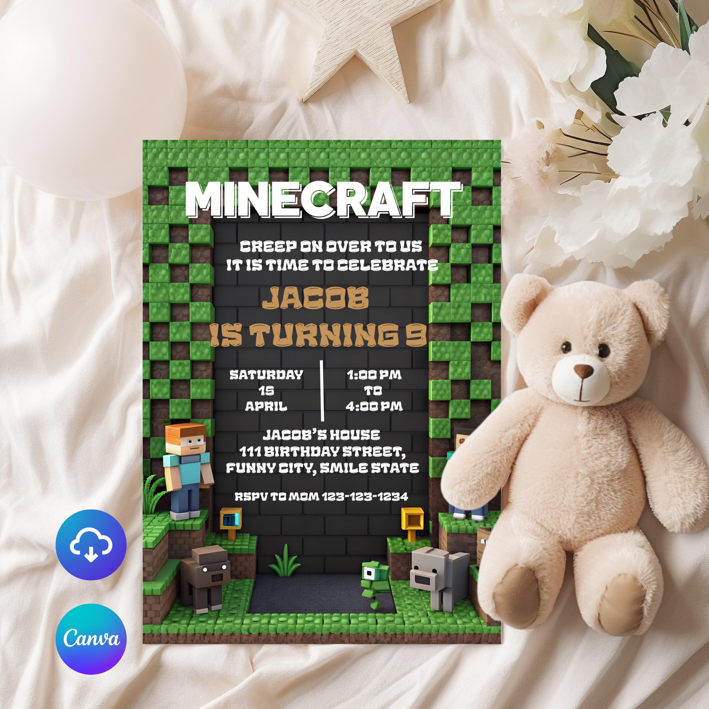 Mine Kids Birthday Invite