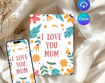 Floral Mother's Day Card Template: Printable Canva Design (Digital Download)