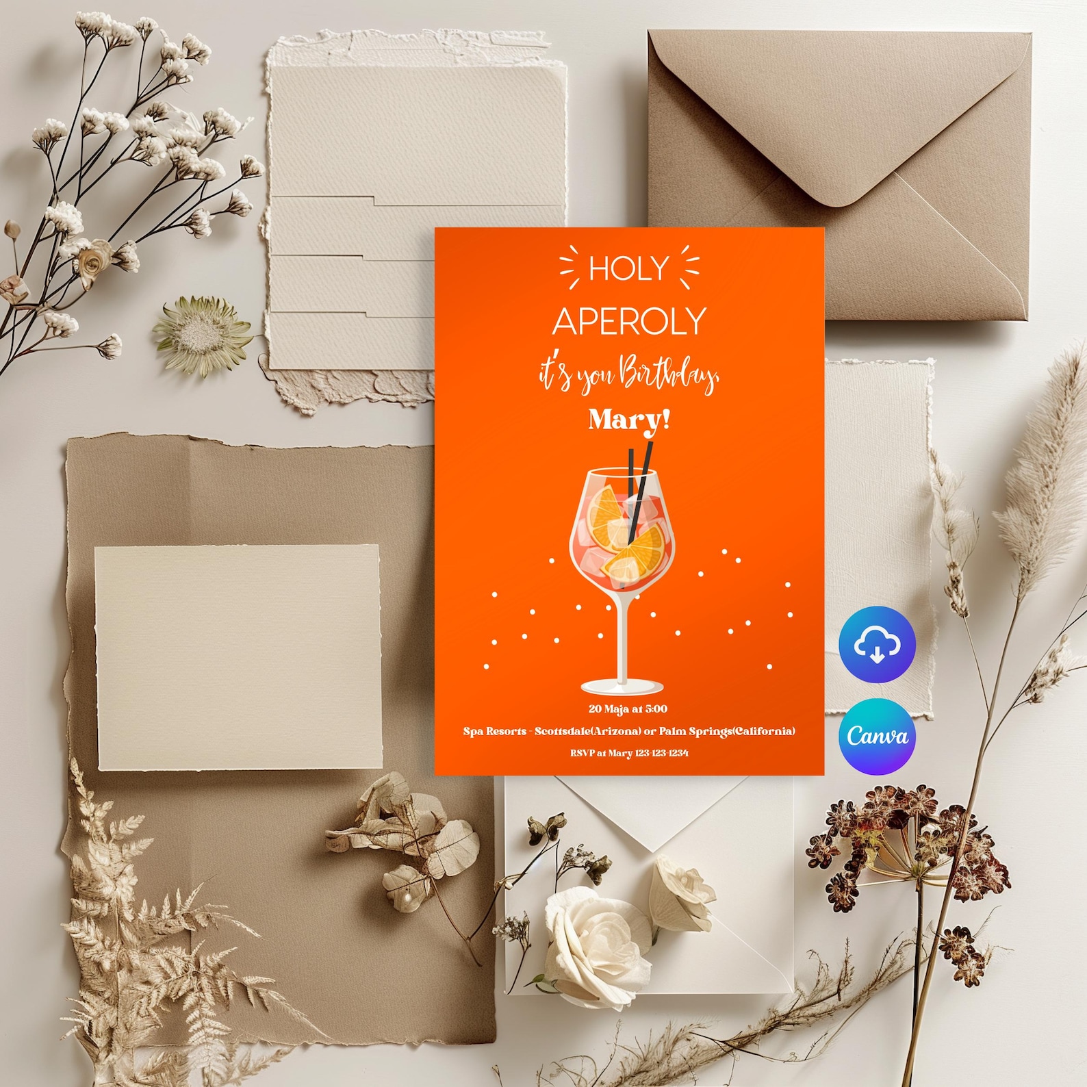 Aperol Spritz Birthday Invitation Milestone Birthday Party digital aperol-spritz-birthday-invitation-milestone-birthday-party-digital