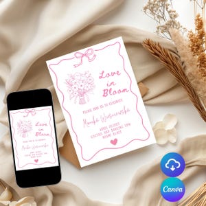 Bloom Bridal Shower Invitation Template: DIY Canva Invite (Digital Download)