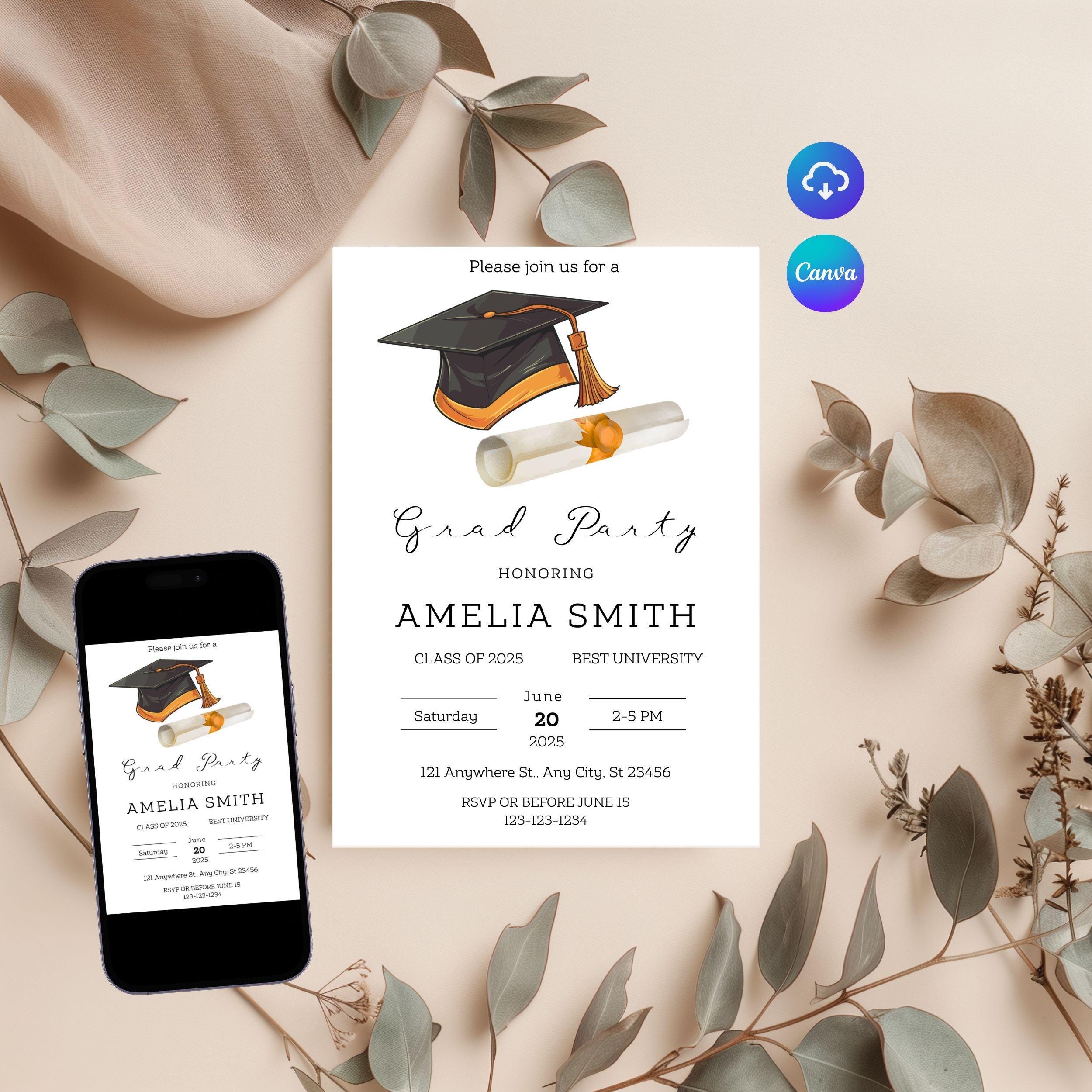 Graduation Party Invitation Template: Class of 2025 (PDF) - Etsy