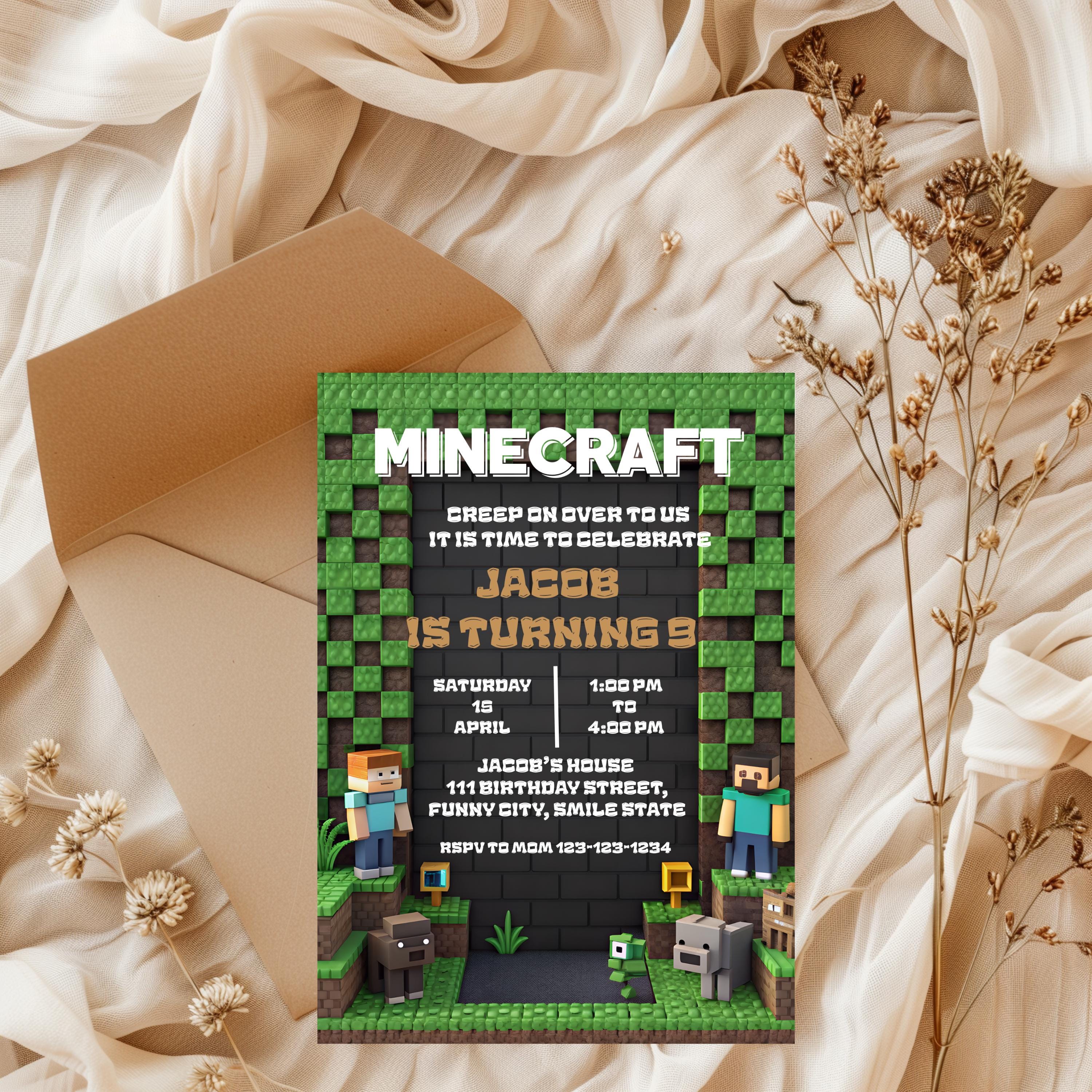 Mine Kids Birthday Invite