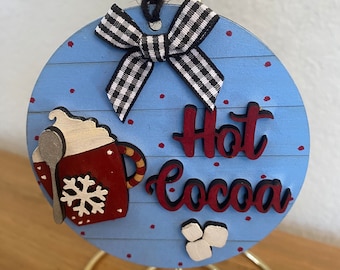 Hot Cocoa Christmas Ornament, Rustic Farmhouse Ornament