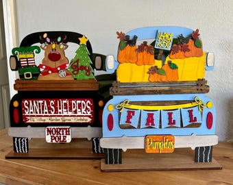 Fall Pumpkins or Santa’s Helpers at  North Pole Interchangeable Farmhouse Pickup Truck