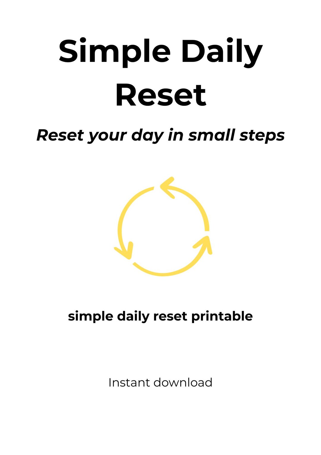 Simple Daily Reset Printable - Minimal Daily Planner - Reset Your Day ...