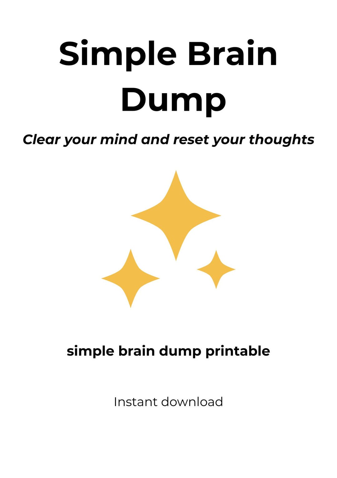 Brain Dump Printable - Clear Your Mind Worksheet - Mental Reset Planner ...