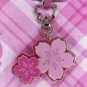Cherry Blossom Keychain: Kawaii Good Luck Charm with Rose Gold Clasp