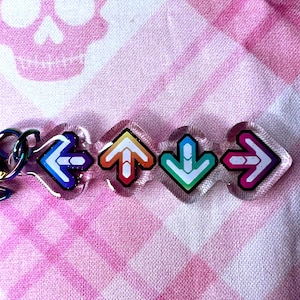 DDR Keychain: Dance Revolution Arrows, Holographic Kawaii Charm