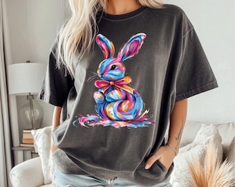 Brushstroke Bunny Easter PNG,Bunny Coquette Bow, Preppy Easter Clipart, Coquette Bunny, Digital Download, Bunny Sublimation Design.
