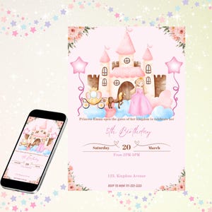 Princess Birthday Invitation/Digital Invitation/Editable Template/Princess Theme/Girl Invite/Girl Birthday Party