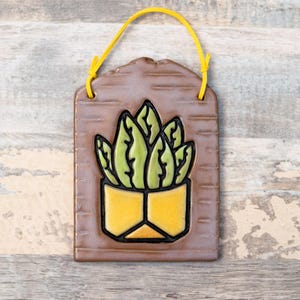 Ceramic Succulent Hanging Decorative Tile