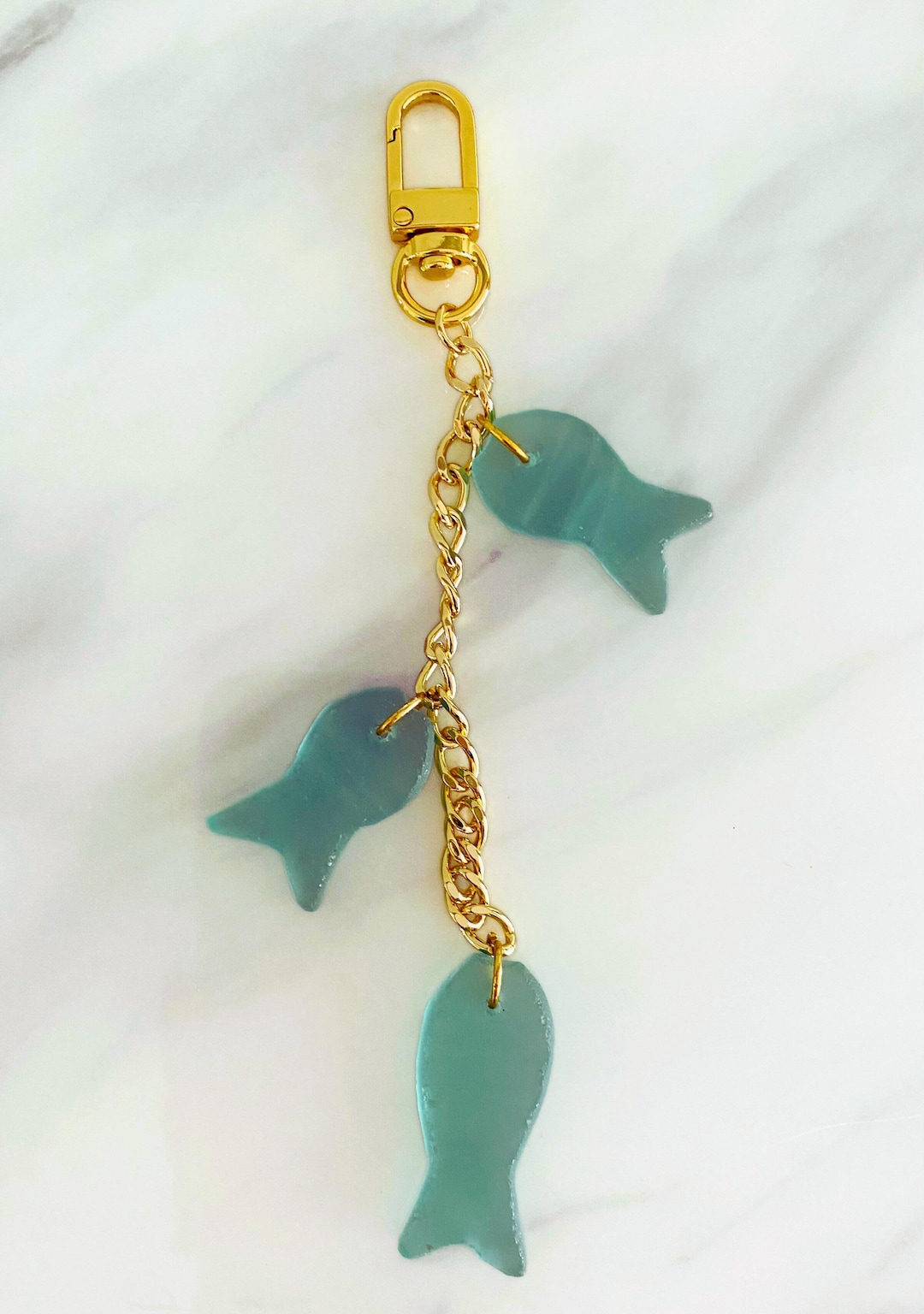 Light Blue & Dark Blue Color Bag Charm With Lobster
