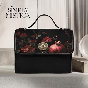 Cartera con calavera de granada (bolso de piel vegana Darkacademia, bolso de mano de piel vegana, bolso de mano Dark Academia, bolsos de hombro)