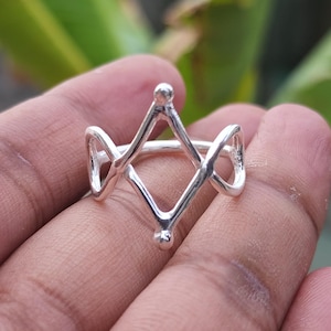 Bohemian Silver Ring | Handmade 925 Sterling Silver Open Band Ring | Minimalist Modern Statement Ring | Women's Gift Jewelry for Her
