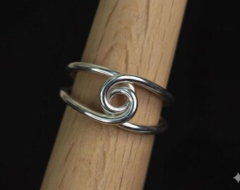 Handmade Sterling Silver Double Band Spiral Knot Ring: Solid 925 Thumb Ring