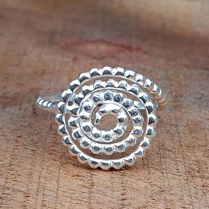 Adjustable Sterling Silver Spiral Ring | Handmade Minimalist Wrap Ring | Mother&#39;s Day Gift | Twisted Open Band Jewelry for Her | Women Ring