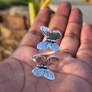 925 Sterling Silver Butterfly Ring | Adjustable Nature-Inspired Wrap Ring | Boho Butterfly Jewelry Gift for Her | Handmade Silver Ring