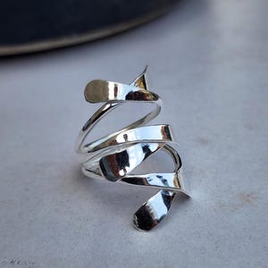 Handmade Adjustable Sterling Silver Wrap Ring: 925 Silver Jewelry
