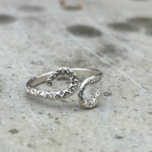 Hammered Sterling Silver Spiral Ring: Adjustable Boho Wrap Ring