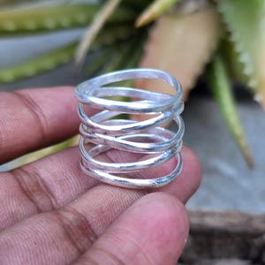 925 Sterling Silver Spiral Ring | Handmade Statement Wrap Ring | Statement Open Boho Ring for Women | Modern Minimalist Thumb Ring