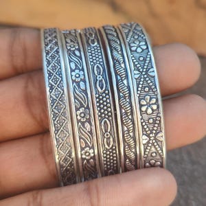 Solid 925 Sterling Silver Bangle | Set of 5 Bangles For Women | Festival Jewelry Gift