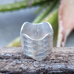 Handmade Wide Hammered Sterling Silver Ring: Boho V Shape Band