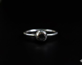Handmade Sterling Silver Pebble Ring: Hammered Solitaire 925 Stacking Ring