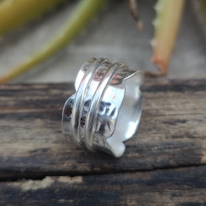 Handmade Sterling Silver Spinner Ring: Boho Fidget Anxiety Ring