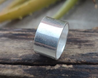 Thick Sterling Silver Wide Band Ring: Minimalist Bohemian Thumb Ring